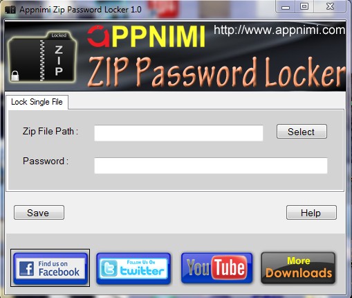 Appnimi Zip Password Locker - Screenshot
